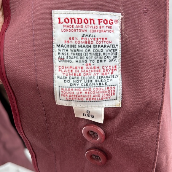 London Fog Women's Trench Coat in Mauve Brown faux fur removable Lining 8 winter - Picture 12 of 13